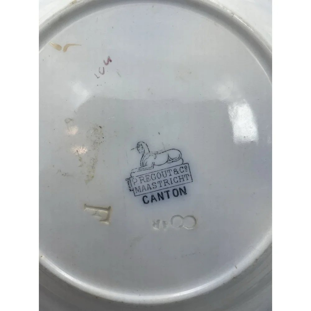 3 pc Antique‎ P. Regout Canton Chinese Pattern Polychrome Transferware Plates